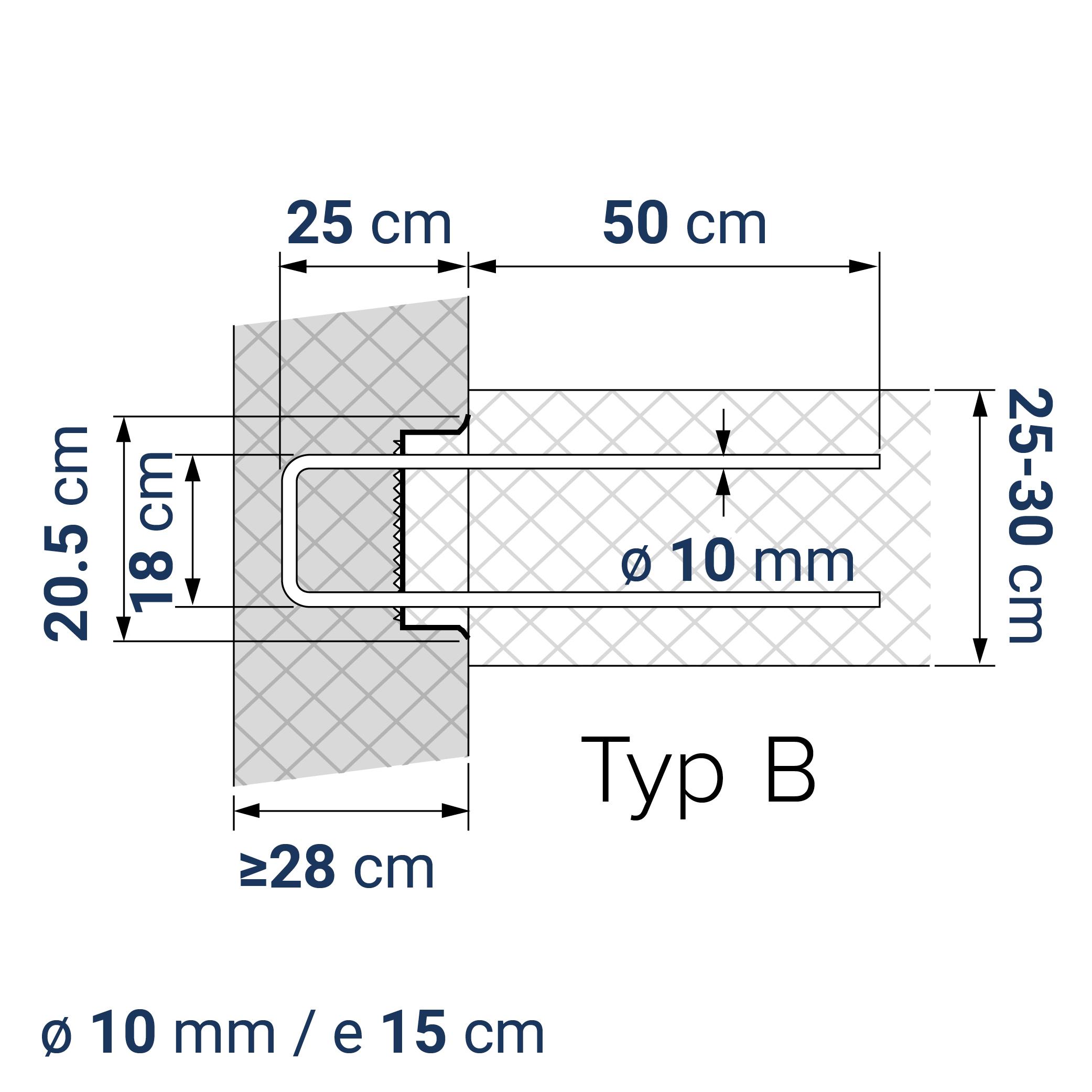 A400100550 7640344578020 BE-BOX® Bewehrungsbox Position 55 | B-18-10/15-h25-lb50 | 125 cm | 7.43 kg/m
