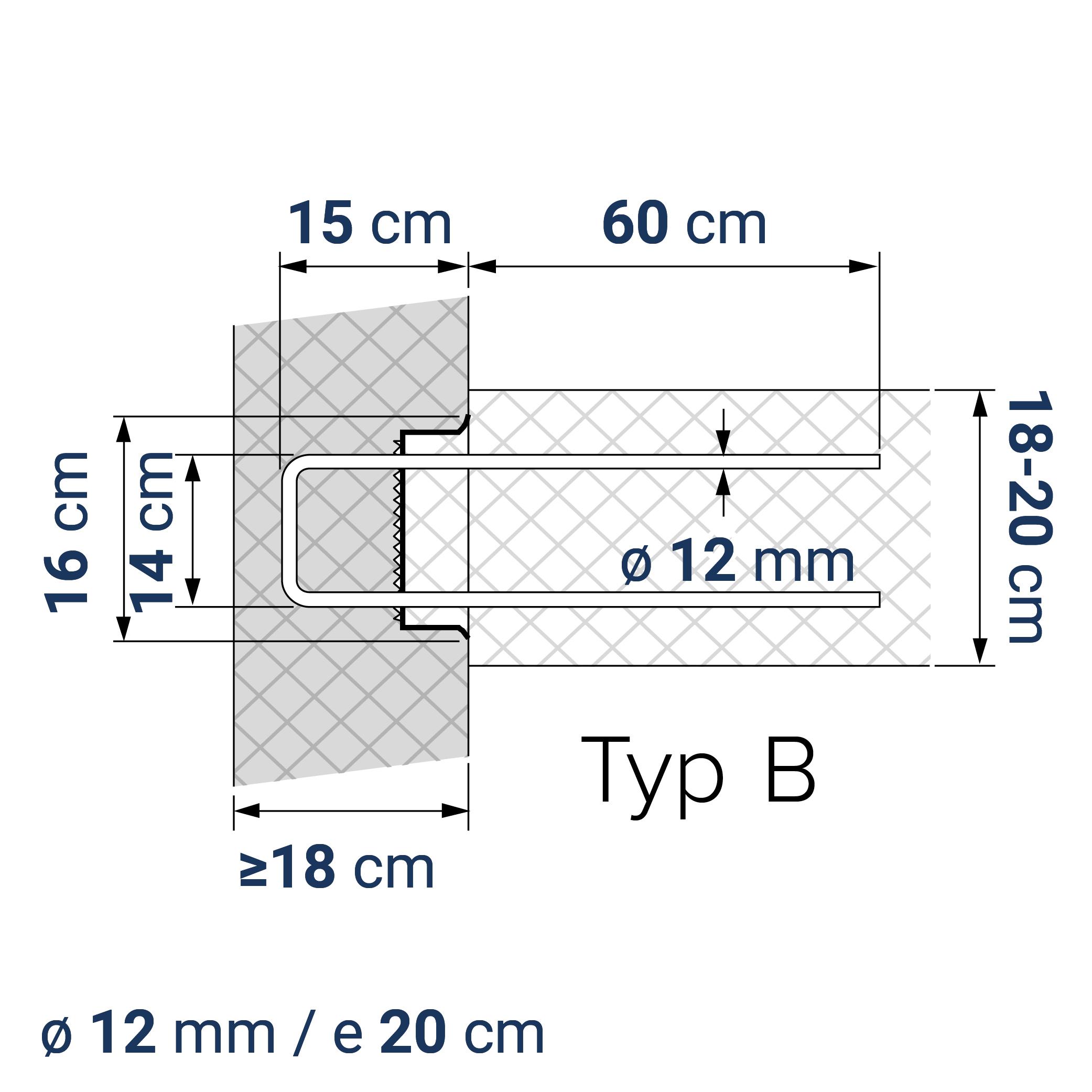A400110167 7640425413530 BE-BOX® Bewehrungsbox Position Q / L 167 | B-14-12/20-h15-lb60 | 125 cm | 8.16 kg/m